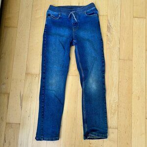 EUC Lands' End Boys Iron Knee Stretch Pull On Elastic Waist Denim Jeans L 10-12